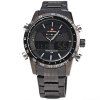 NAVIFORCE NF9024 Double Movt Hommes Quartz Montre Analogique Numérique LED Montre-Bracelet Calendrier Montres Bracelet en Acier Inoxydable - Blanc et Noir 