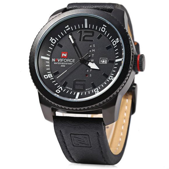 NAVIFORCE 9063M montre-bracelet de montre à quartz pour montre noire - Blanc et Noir 