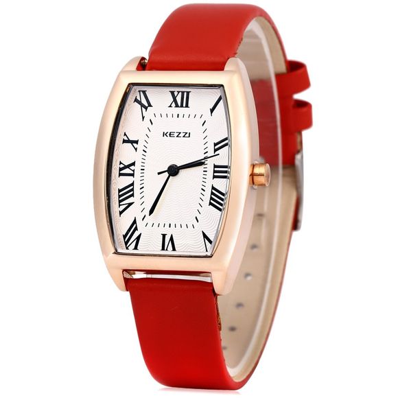KEZZI K - 773 Women Quartz Watch Elliptical Dial Roman Numbers Wristwatch - Rouge 
