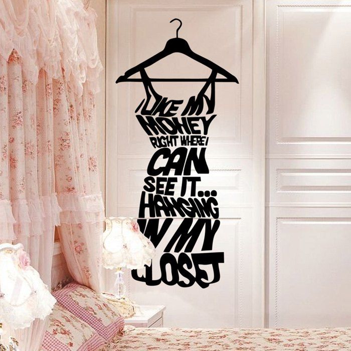 

PVC Love My Money Letter Style Decorative Wallpaper Wall Stickers Water Resistant Home Art Decals, Black