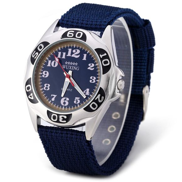 WUXING SG1272 Quartz Watch Double Scales Nylon Band for Men - Bleu 