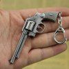 9cm Porte-clés Revolver Pendentif Porte-clés Métal Suspendre pour Sac Décoration - Gris 