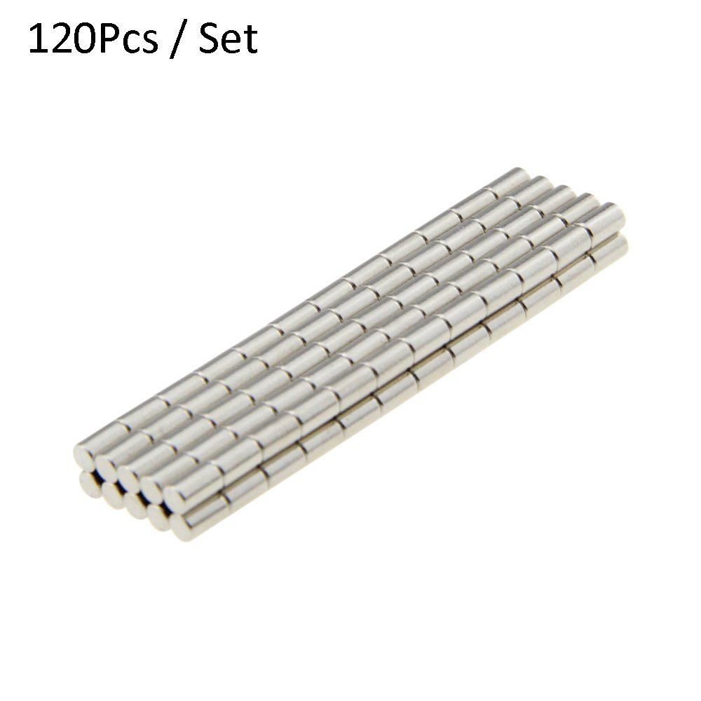 

120Pcs N38 3 x 5mm Strong NdFeB Cylinder Magnet Birthday DIY Intelligent Gift, Silver