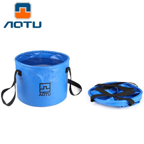 Seau pliable de stockage de l'eau d'AOTU 12L pour le lavabo pratique extérieur de camping - Bleu 