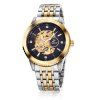 FLENT Retro automatique mécanique montre-bracelet homme creux-out - Noir 