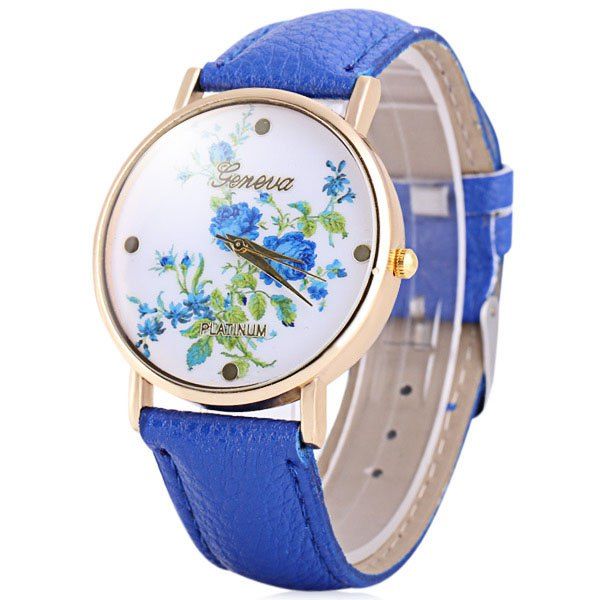 [17 OFF] 2021 Hot Selling Geneva Quartz Flower Watch For Women Leather