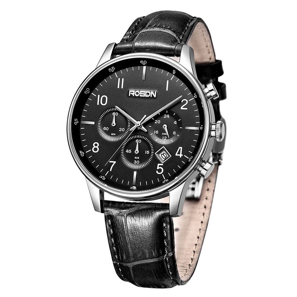 

ROSDN Fashion Imported Movement Sports Quartz Watch for Men, Black