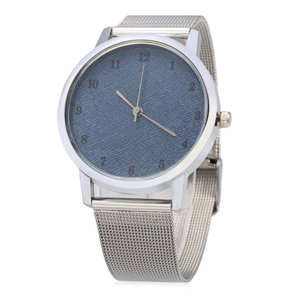 Casual 001 Quartz Watch Steel Band Cadran de couleur couleur pure pour femme - Bleu 