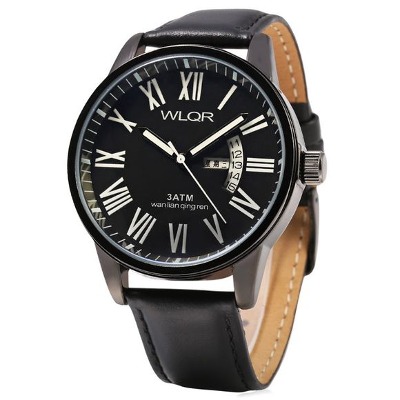 WLQR 8056 Fashion Quartz Watch with Bilingual Display for Men - Noir 