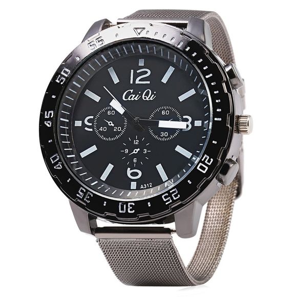 Caiqi A312 Casual Quartz Watch Avec Plusieurs Échelles Pour Les Hommes - Noir 