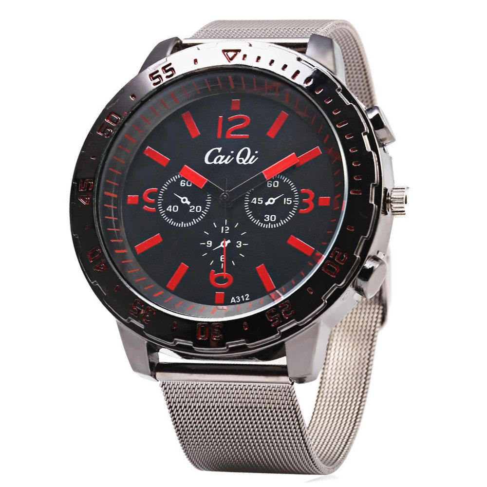 

CaiQi A312 Casual Quartz Watch with Multiple Scales for Men, Red