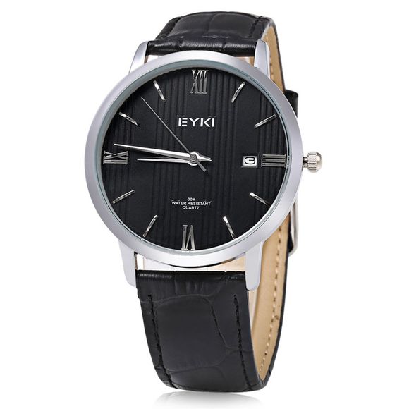 EYKI 1002L Casual Mixed Scale Quartz Watch with Stripe Pattern for Men - Noir 