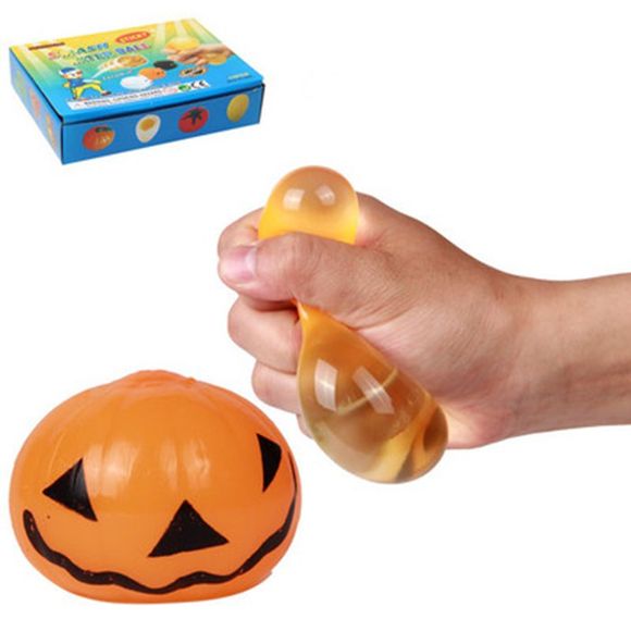 Nouveauté Citrouille de Halloween Elastique Jouet à Presser Relaxation pour Enfant - Jaune 