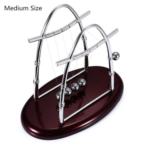 Metal Balance Ball Ellipse Pendulum Novelty Desk Toy - Argent et Rouge 