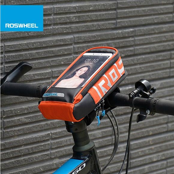 Roswheel 111272 Écran Tactile Résistant À L'eau 5,7 Pouces Sac Cycliste Avant - Orange 