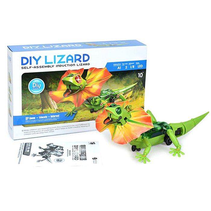 

DIY Puzzle Infrared Sensor Electric Lizard Robot Science Education Assembly Toy for Children, Colormix