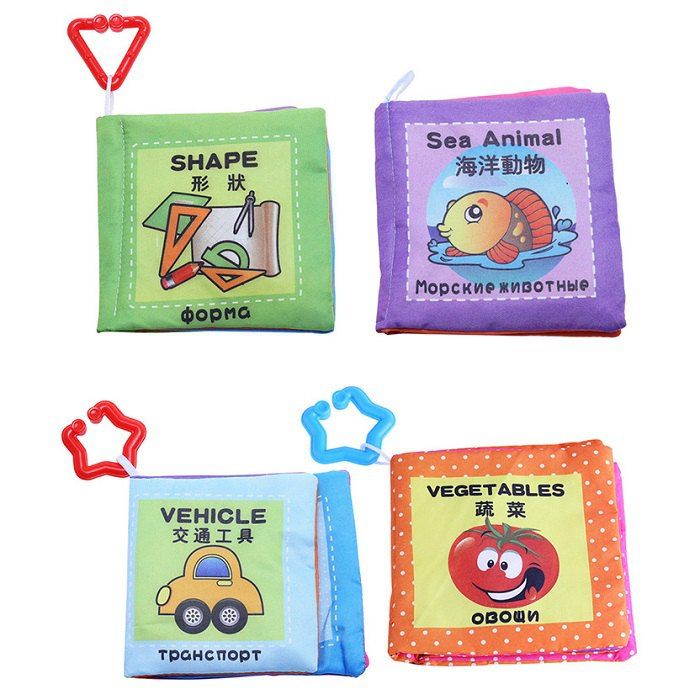 

Baby Chinese English Russian Cloth Book Early Development Toy - 4pcs / set, Colormix