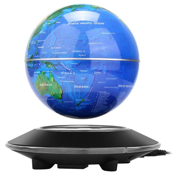 Globe Flottant à Levitation Magnétique Carte du Monde Décoration de Vitrine Tournante - Bleu et Noir 