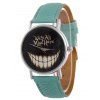 PU Leather Grinned Tooth Halloween Quartz Watch - MINT GREEN 