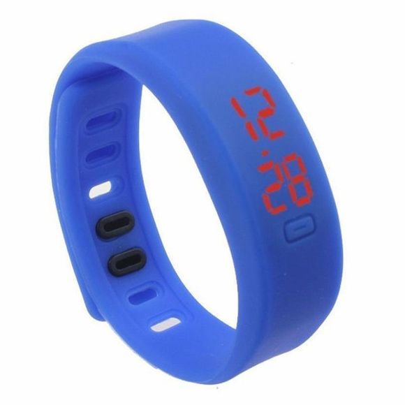 LED Sportif Digital Bracelet de Montre de Silicone - Bleu 