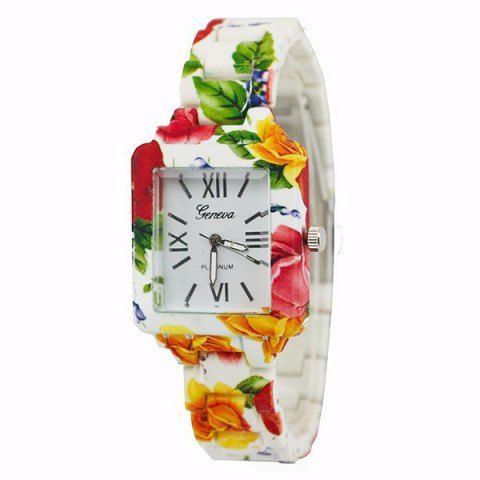 [41% OFF] 2019 Roman Numerals Leaves Print Watch In GREEN | DressLily