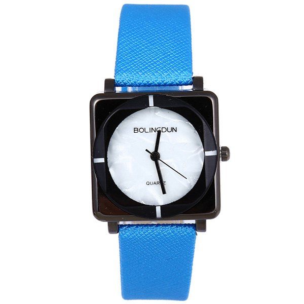 

Faux Leather Geometric Quartz Watch, Blue
