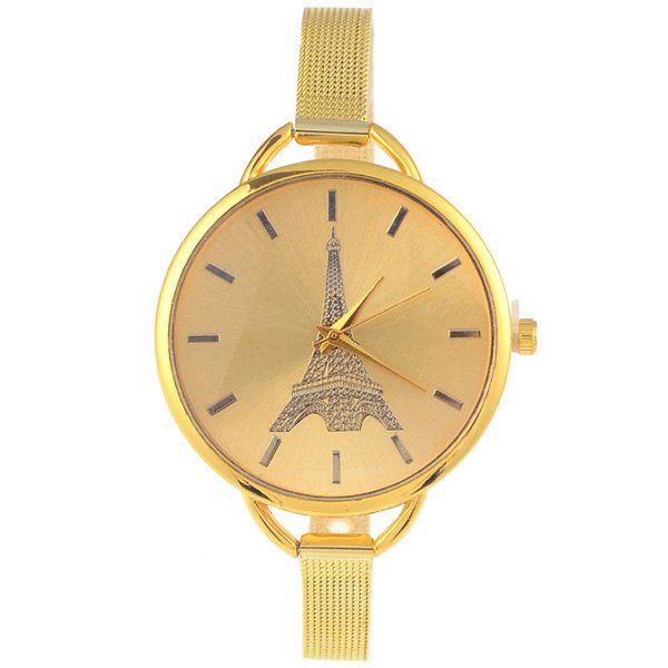 

Vintage Eiffel Tower Pattern Quartz Watch, Golden