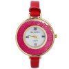 Faux cuir chiffres romains Perles Montre - Rouge 