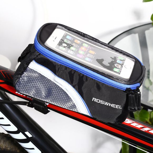 ROSWHEEL D12496L 1.8L Écran tactile Bicyclette Tube Sac à calories Sac à main coloré Garde-mains Accessoires pour vélo - Bleu 