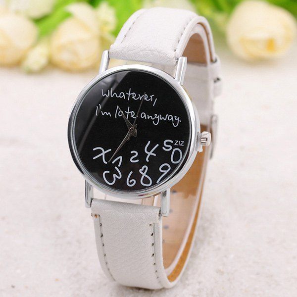 

Whatever Printed PU Leather Watch, White