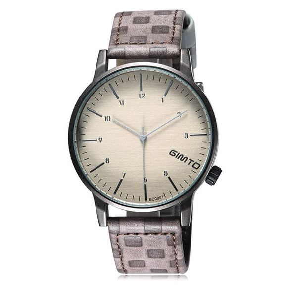 Vintage Quartz PU Leather Wrist Watch - Gris 