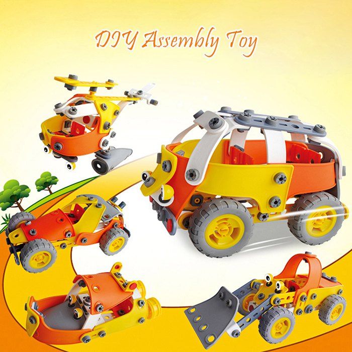 

Transformable Vehicle DIY Assembly Kit with 5 Shapes Intelligence Development Toy for Kids, Black and orange
