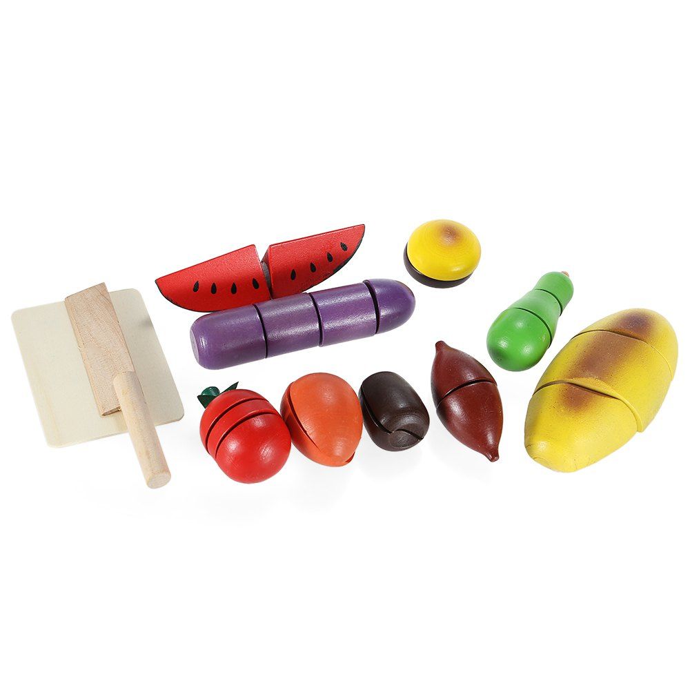 

Wooden Artificial Vegetable Fruit Cutting Knife Educational Toy, Colormix