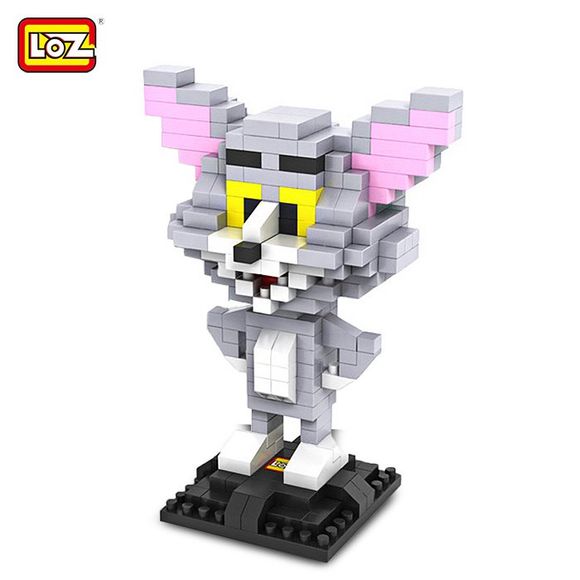 LOZ 290Pcs L - 9445 Tom and Jerry Cat Figure Building Block Educational DIY Toy - GRAY 