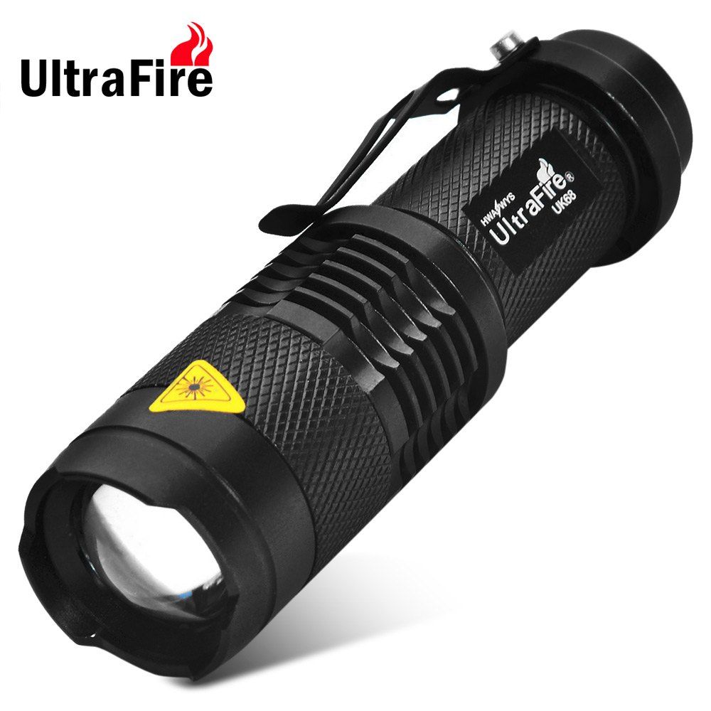 

UltraFire UK - 68 Cree Q5 300Lm Waterproof LED Flashlight Adjustable Focus, Black