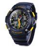 Lasika 9002 Dual Movt Sports Militaire LED Montre Alarme Date Jour Chronomètre Résistance à l'eau - Jaune 