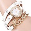 Montre-bracelet à quartz Love Word diamant rond cadran en cuir pour les femmes - Blanc 