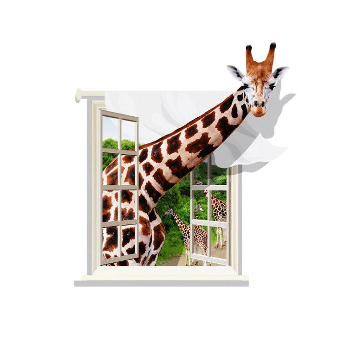 

Creative 3D Cute Giraffe Style Removable PVC Wall Stickers Water Resistant Home Art Decals, Colorful
