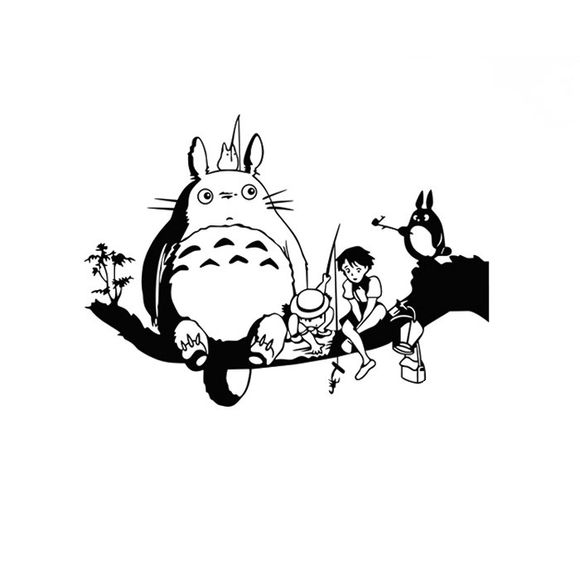 PVC Totoro Shape Décoratif Papier peint Hydroufuge Mignon Art Décor pour Maison - Noir 