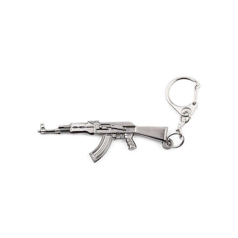 

Key Chain Rifle Hanging Pendant Metal Keyring Online Military Game Toy for Bag Decoration, Silver gray