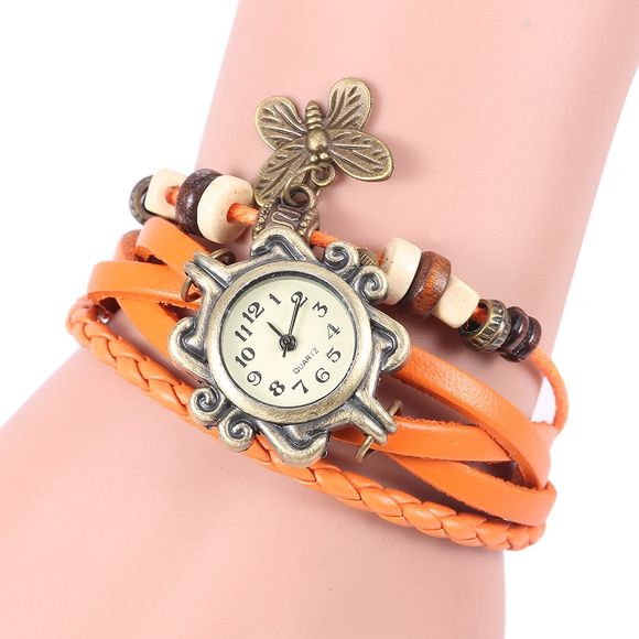 Montre-bracelet Rétro pour Femmes - Orange 