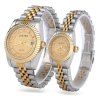 Lagtes Couple Date Display Quartz Watch with Alloy Band - d'or 