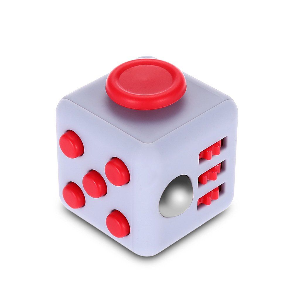 

Fidget Magic Cube Style Stress Reliever Pressure Reducing Toy for Office Worker, Gray and red
