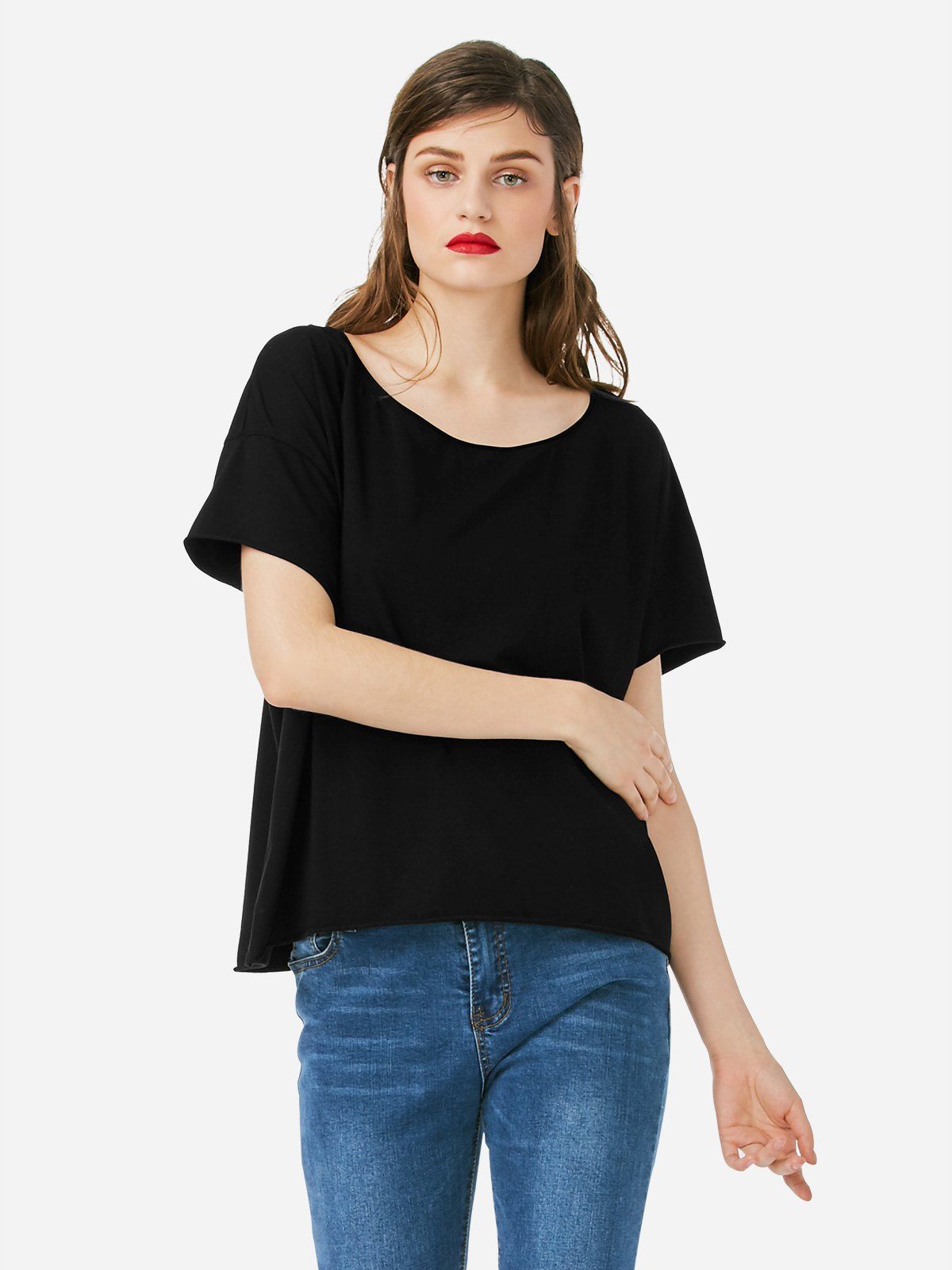 

ZAN.STYLE Box Cut T-shirt, Black