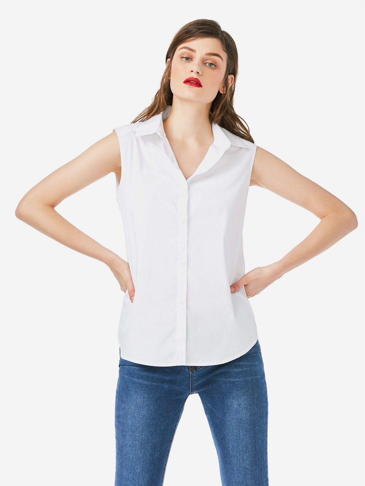 

ZAN.STYLE Collar Tank Top, White