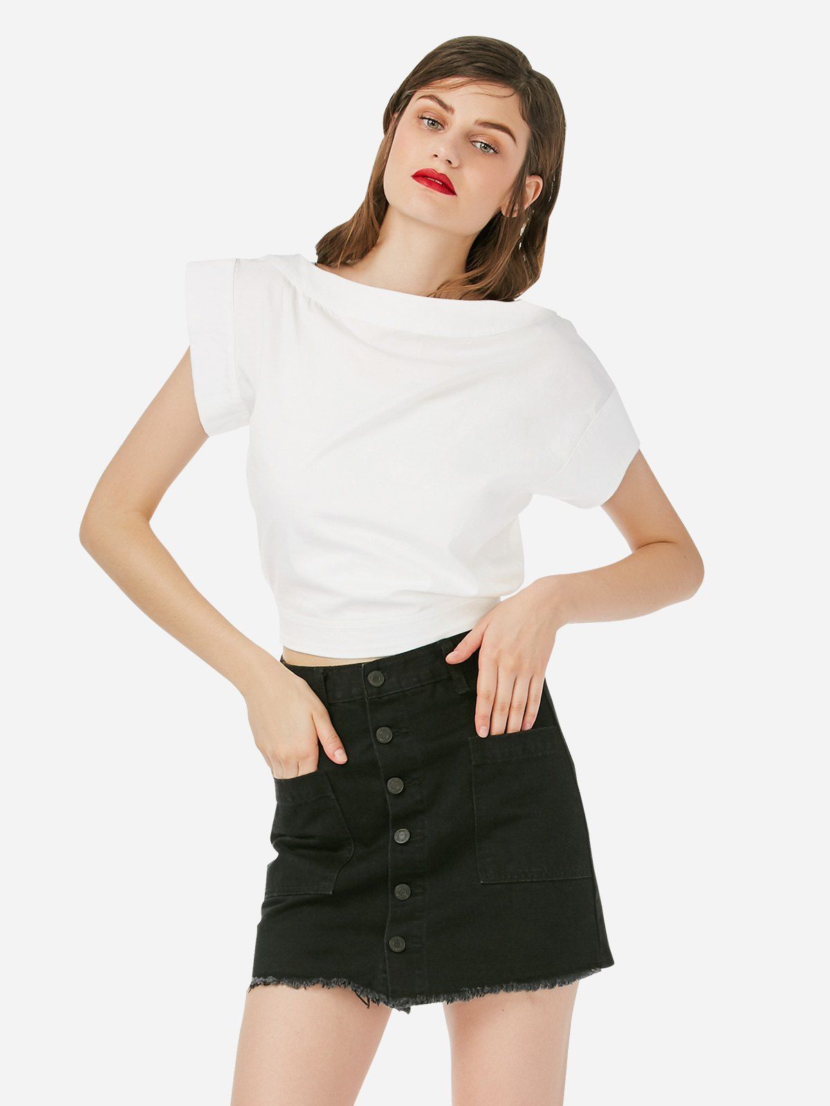 

ZAN.STYLE Boat Neck Blouse, White