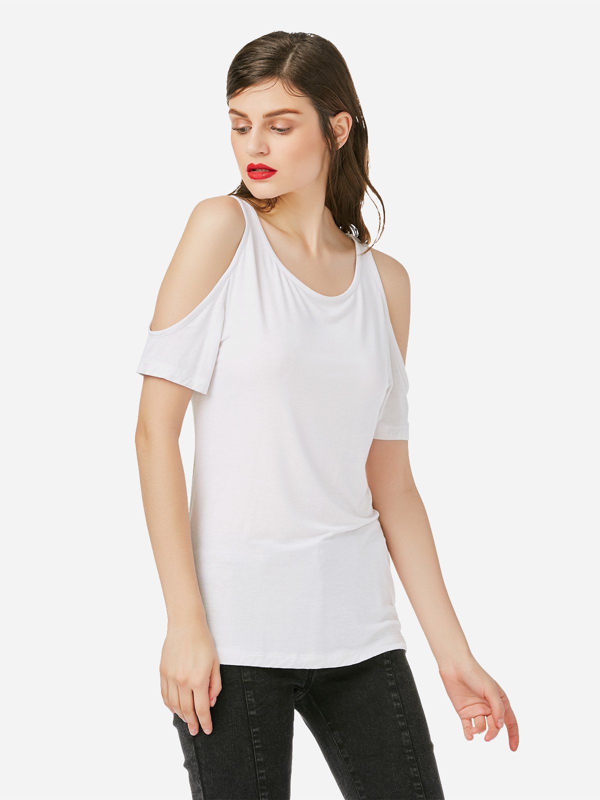 

ZAN.STYLE Cold Shoulder T-shirt, White