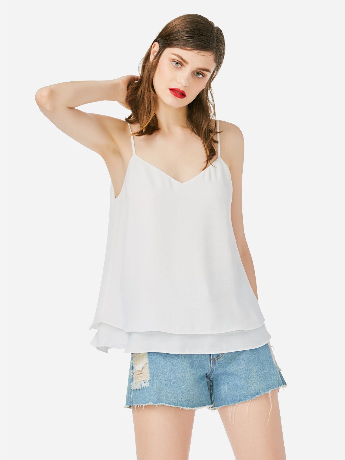 

Loose Strap Tank Top, White