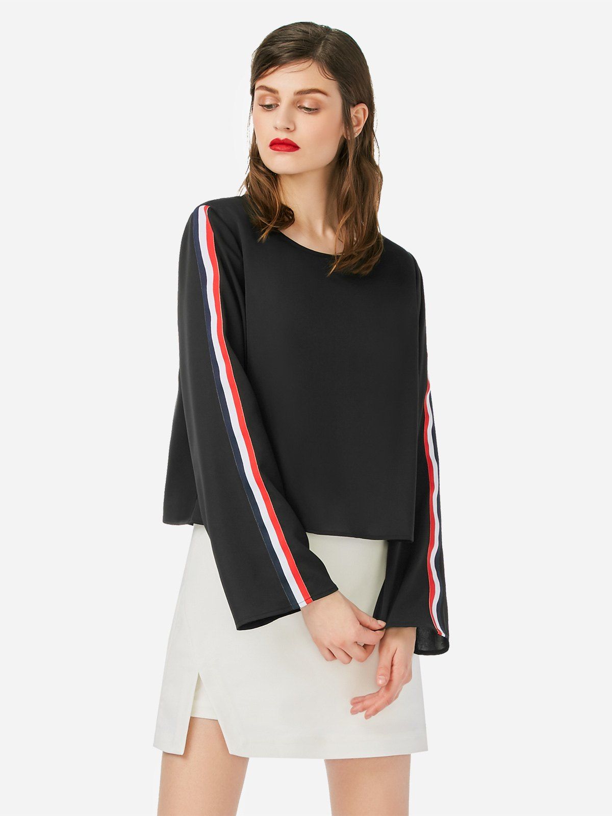 

Round Neck Blouse, Black