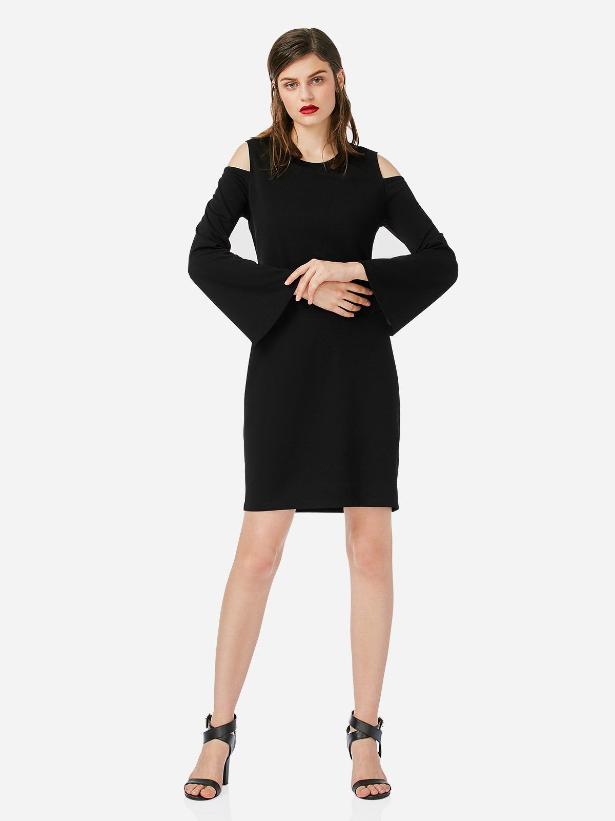 

ZAN.STYLE Open Shoulder Slim Dress, Black